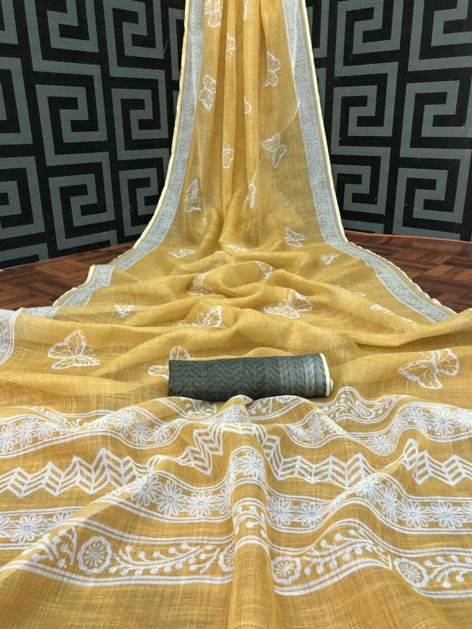 Vk Daily Wear Linen Printed Saree Catalog